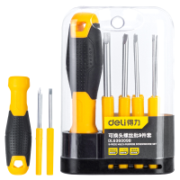 得力(deli)可换头螺丝批9件套拆机螺丝刀套装多功能工具短款 DL636009B 单位/套