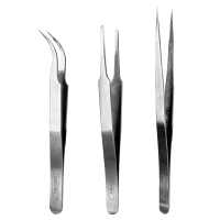 得力(deli) 不锈钢银白镊子3件套 弯头镊子+平头镊子+尖头镊子 DL396003B 单位/套