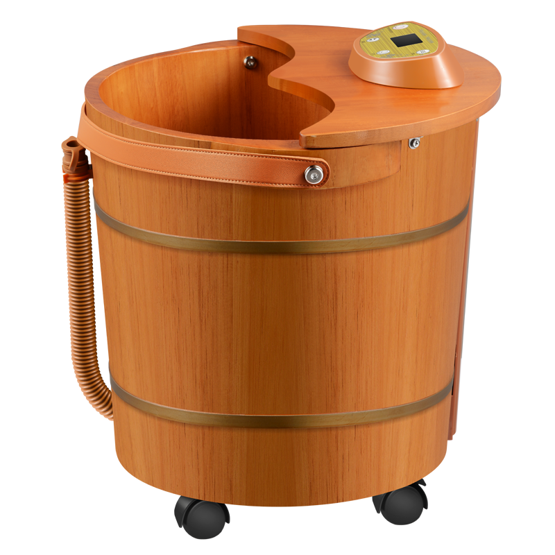 荣事达(Royalstar)自动泡脚桶足浴盆足疗家用橡实木桶加热恒温电动按摩洗脚器 智能恒温冲浪