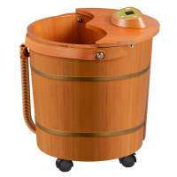 荣事达(Royalstar)自动泡脚桶足浴盆足疗家用橡实木桶加热恒温电动按摩洗脚器 智能恒温冲浪