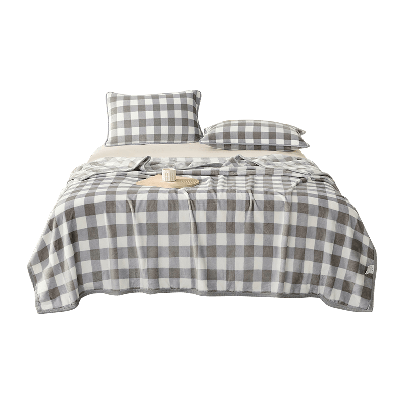 伊伊爱 牛奶绒格子多功能毛毯