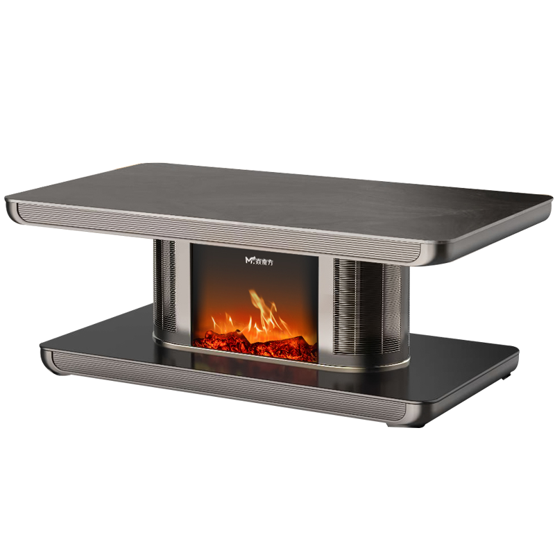焱魔方U15双面火焰款取暖桌多功能电暖桌客厅取暖茶几长方形电烤火桌子碳纤维发热电暖炉1.5米带炉语音2.0移动滑轮