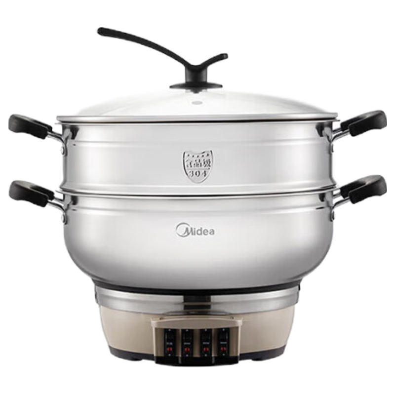美的(Midea)多用途锅 电蒸锅电炒锅多功能锅蒸包子锅电锅 加厚304不锈钢电火锅 12.5L MZ-ZGC32J50