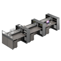 芙首泰屏风办公桌六人位含柜450*120*110cm张
