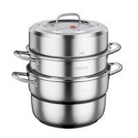 三禾蒸锅30cm导热均匀大容量304不锈钢多功能GZ30E3