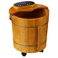 荣事达(Royalstar)触屏显全自动泡脚桶足浴盆足疗家用橡实木桶加热恒温电动按摩洗脚器 智能恒温喷淋冲浪蒸熏