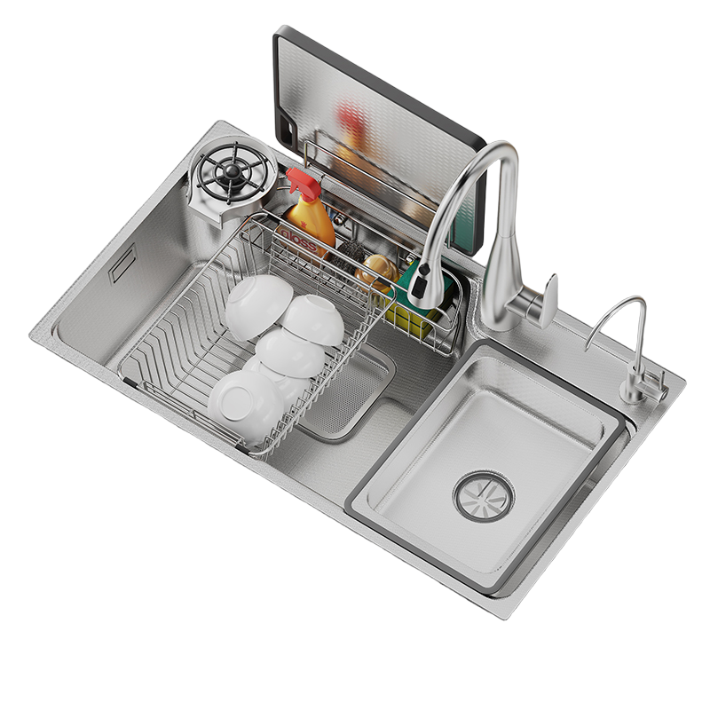 日式集渣水槽大单槽加厚SUS304不锈钢厨房洗菜盆台下洗碗池