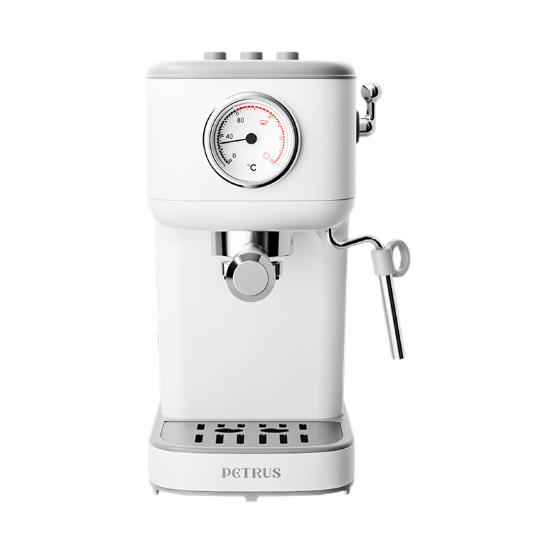 柏翠咖啡机小巧不占地可视化指示表蒸汽量强劲白色PE3366A