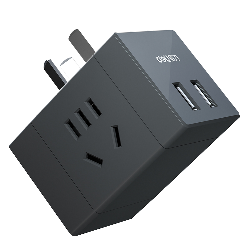 得力33636转换器_3组+2U_PET盒装(深灰) 单位/个