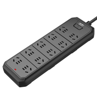 得力18342(03)延长线插座_10组_3米_(黑)(PVC袋)插座 单位/个