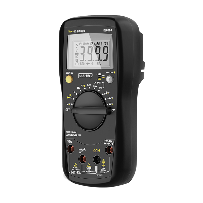 得力(deli) 带温度测量数字万用表3-3/4位600V电流表电压表多用表 DL8460 单位/个