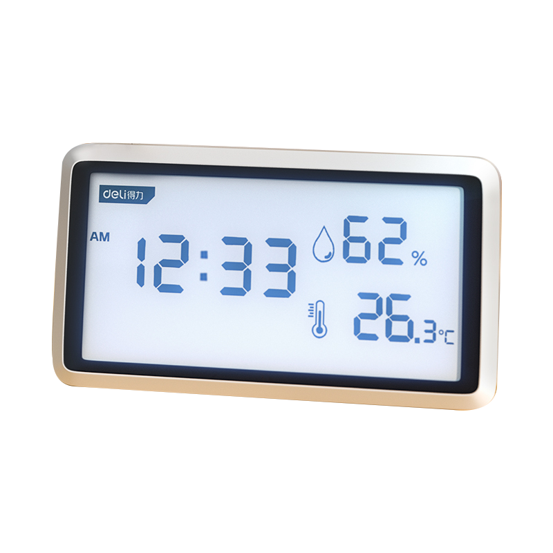 得力(deli)数显湿温度计 室内湿度温度时间大屏幕电子温湿度计 DL336003 单位/个