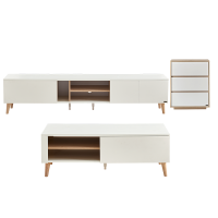 全友家居奶油风客厅家用小户型电视机柜茶几组合