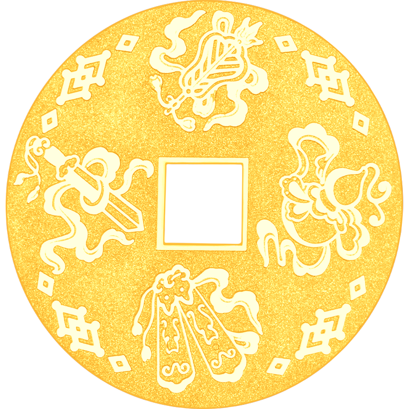 周大福暗八仙钱币金章 足金黄金工艺金片金币计价送礼物EOI [可选] EOI100- EOI101-EOI102