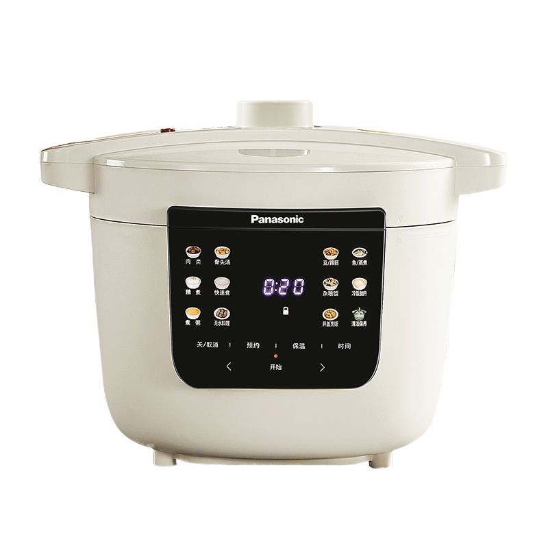 松下(Panasonic)电压力锅家用电高压锅5-8人多功能电饭煲高压锅一体全自动压力电饭锅4升大容量PC401 白色