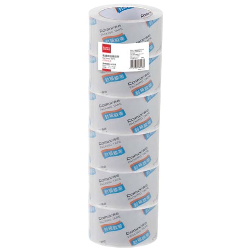 齐心 JT6010-6 封箱胶带60mm*100y*50um(6卷/筒) 高透明 1筒装