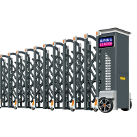 盛辉嘉业 智能电动伸缩门自动折叠不锈钢遥控工厂学校无轨电动大门