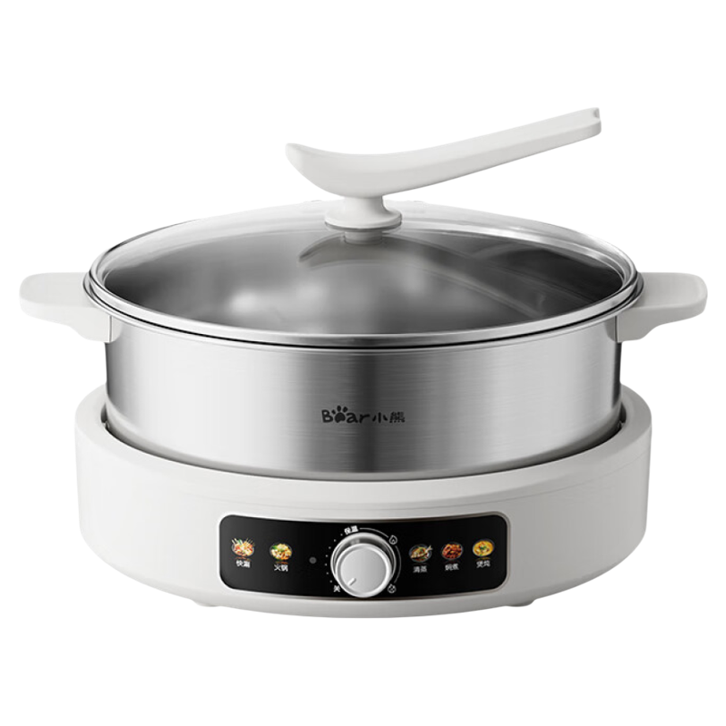 小熊电火锅 DHG-F60L2 6升大容量扎实厚锅体一锅多能机械控温