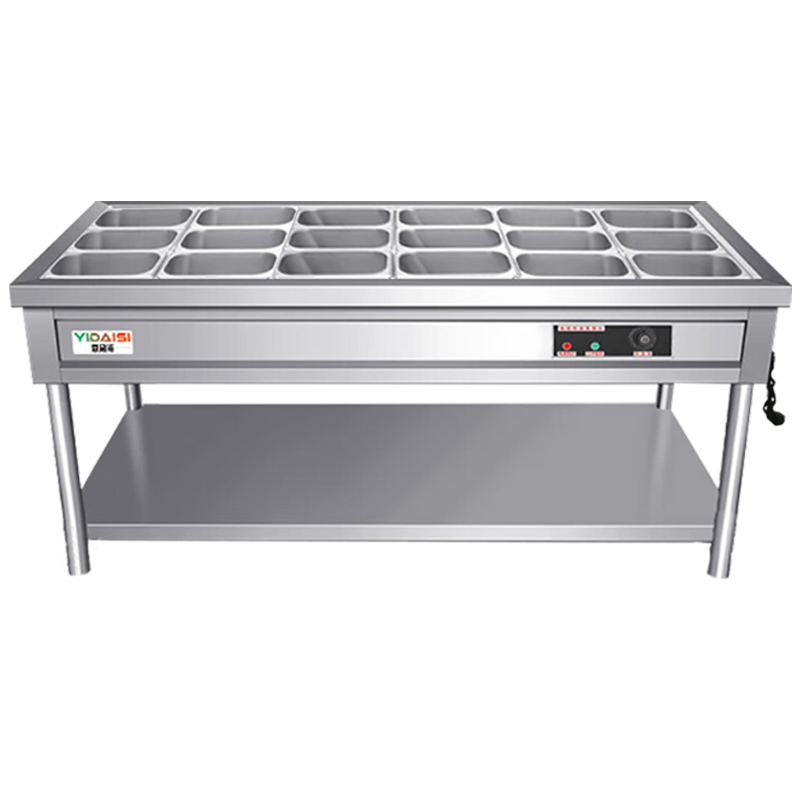 意黛斯(YIDAISI)保温售饭台快餐保温商用不锈钢食堂饭堂热菜台6格18盒1.0mm YDS-BWSFC-6181L