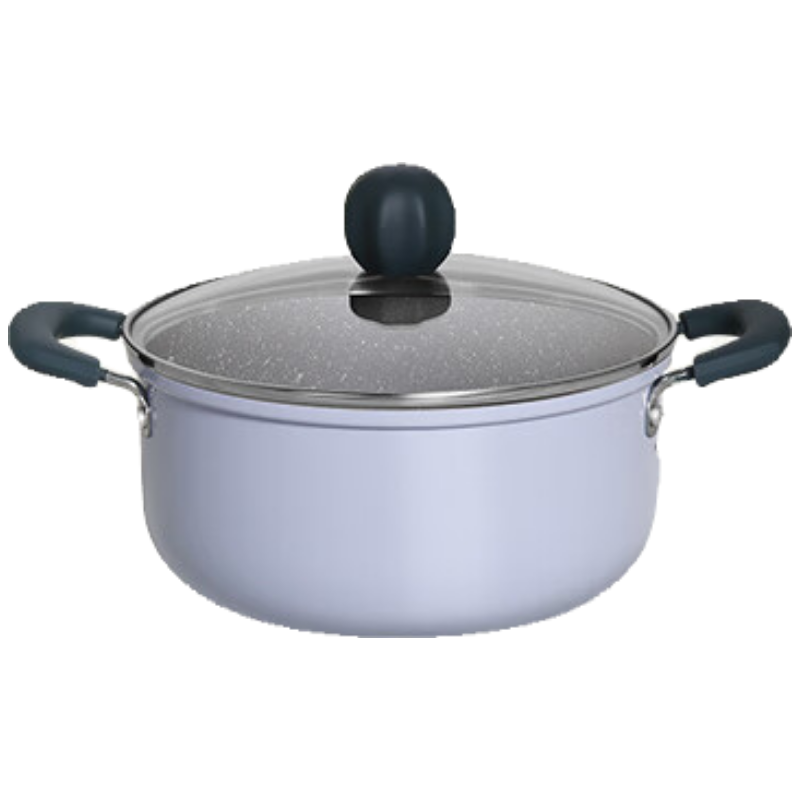 苏宁宜品推荐炊大皇匠紫系列JZ22TG麦饭石汤锅复底均匀导热铝合金轻便耐用通用灶具22cm有盖