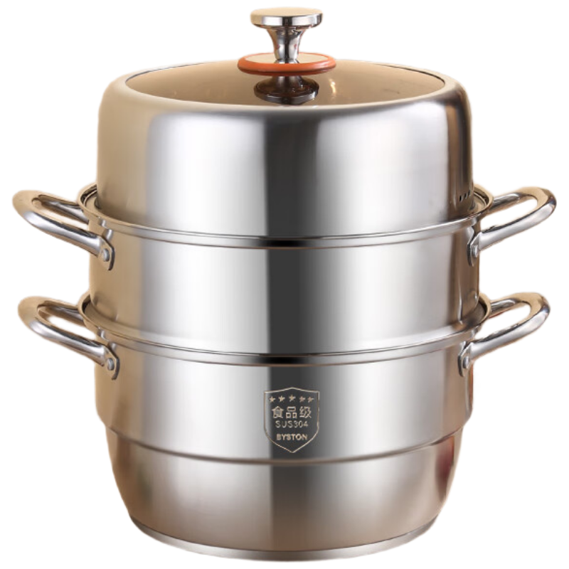 苏宁宜品单层不锈钢蒸锅BST-086-304单底设计通用炉灶1升大容量轻便易携