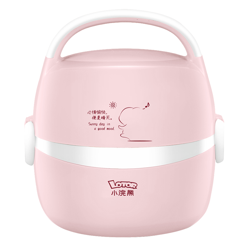 LOTOR电热饭盒1.45L双层荤素分割粉色标准款HM-2013A