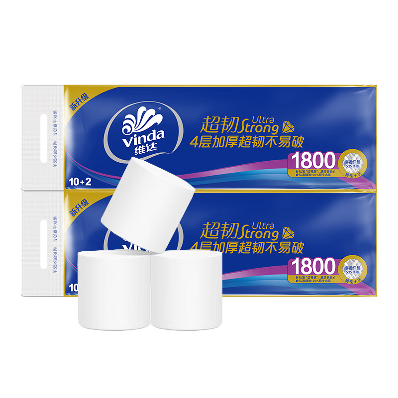 苏宁宜品四层原生浆无香无芯卷纸12卷超大袋装居家旅行纸品