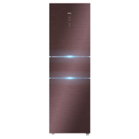 海尔风冷无霜三门冰箱220升网红彩晶钢化玻璃面板小型节能家用电冰箱 220L三开门软冷冻 BCD-220WDGR