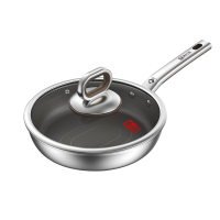 康巴赫真钛0涂层平底锅不粘锅牛排家用316L不锈钢煎锅