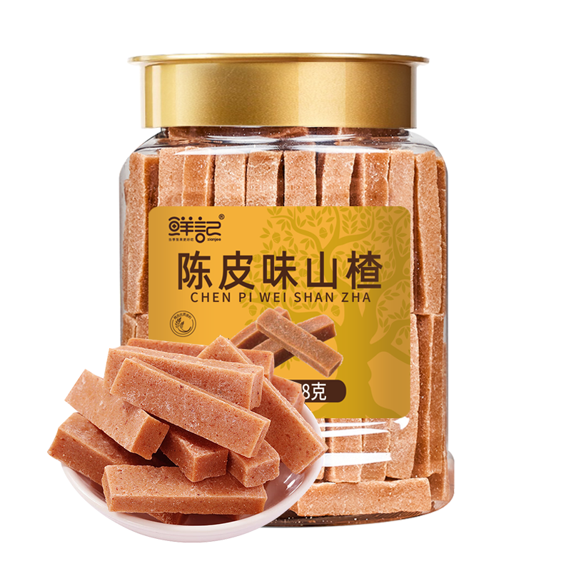 苏宁宜品推荐鲜记陈皮山楂条358g精选果干罐装密封持久新鲜365天保质无负担健康美味