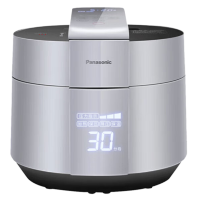 松下(Panasonic)变频炖蒸高压力锅IH电磁家用料理电饭煲5L升智能触控屏三段压力可调SR-PE502-S