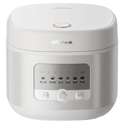 小熊bear 30L以上方形电饭煲象牙白瓷晶内胆按键定时一级能效5毫米厚粥汤大师