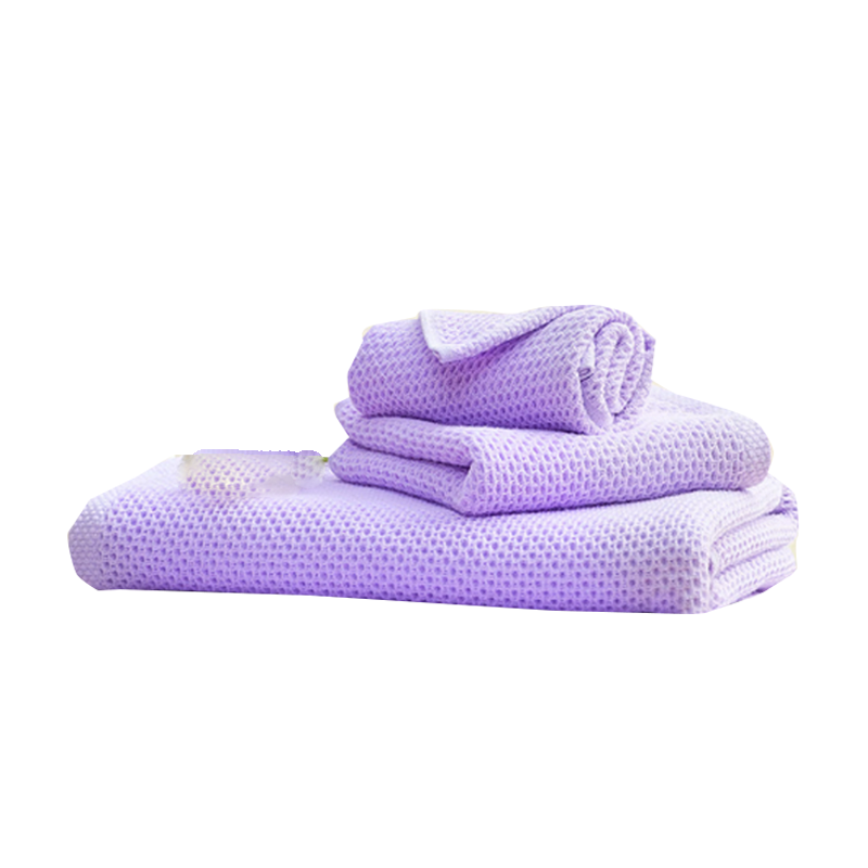 富安娜清韵系列素色纯棉蜂窝毛方浴三件套方巾30*30毛巾30*60浴巾60*120