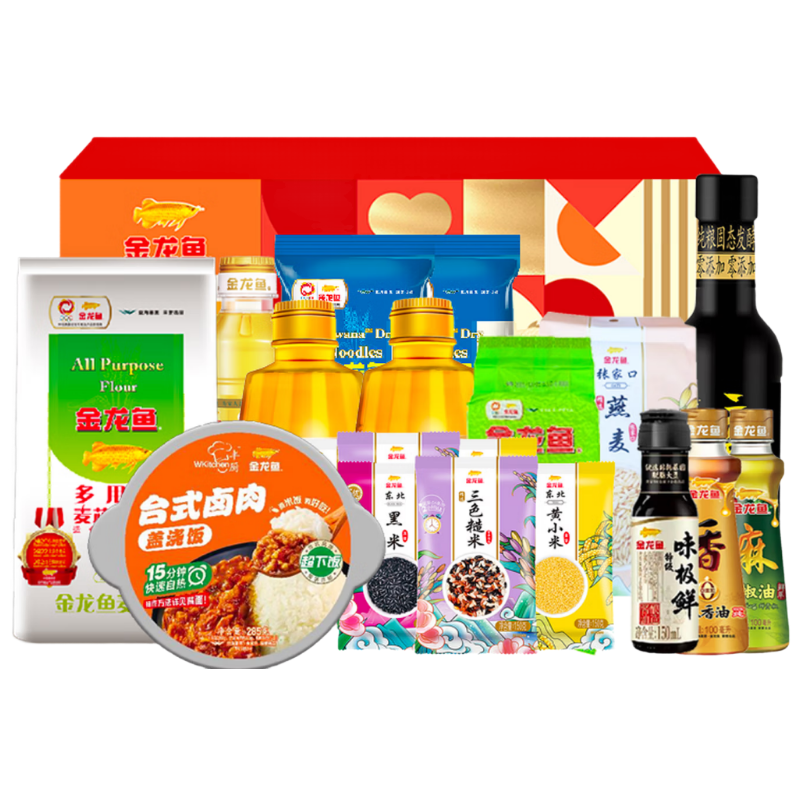 精选金龙鱼年货米面大礼包4065g+2100ml优质粮油礼盒装方便快捷送礼自用新鲜美味