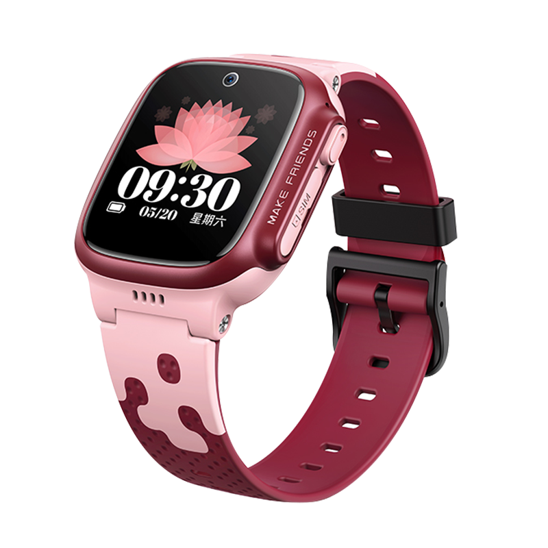 小天才电话手表D3绯云红 长续航全网通儿童手表GPS定位智能学生儿童移动联通电信4G视频拍照防水手表手机男女孩