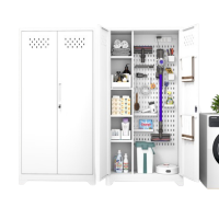 锦北清洁柜拖把扫帚吸尘器保洁柜杂物收纳柜90cm宽洞洞板+站脚白色