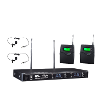 启诺 Qinuo 专业会议音频系统 无线一拖二领夹话筒 真分集式领夹话筒麦克风 套 黑色