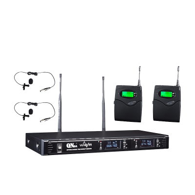 启诺 Qinuo 专业会议音频系统 无线一拖二领夹话筒 真分集式领夹话筒麦克风 套 黑色