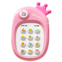 儿童粉兔音乐手机玩具婴儿可啃咬牙胶宝宝仿真电话机女孩早教3750