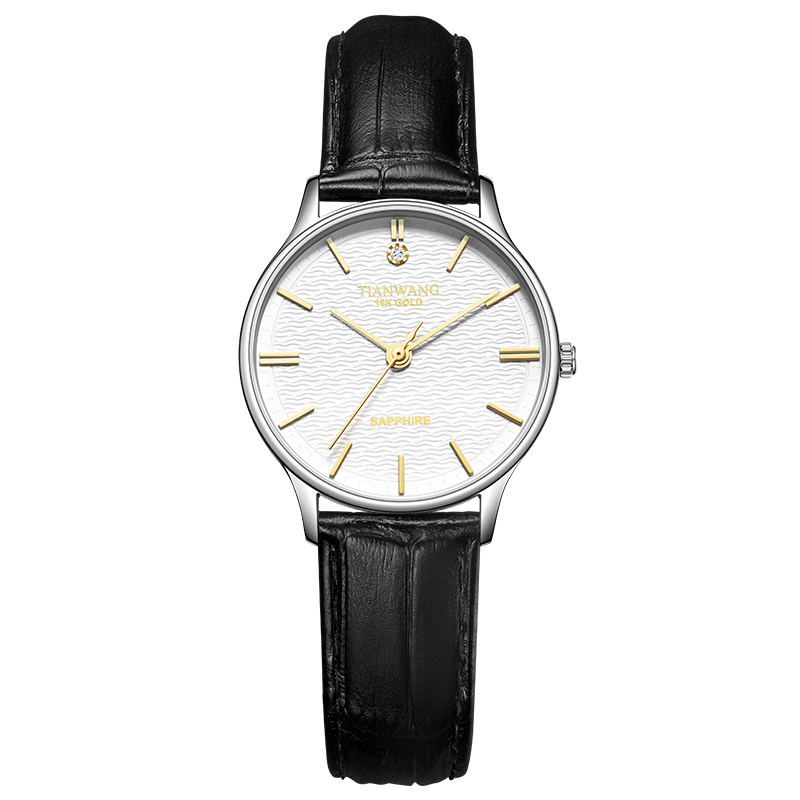 天王金标送福18K金镶钻女表休闲百搭女士手表皮带奢华石英表31331