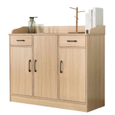 宜掌柜木质茶水柜110cm三门双抽个