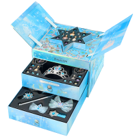 迪士尼冰雪奇缘公主装扮首饰盒女孩手工串珠发饰礼盒生日礼物3750