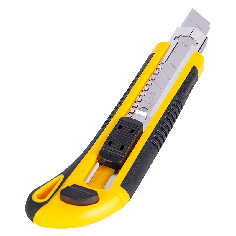 得力DL009塑柄美工刀三连发(黄)18mm 10把装