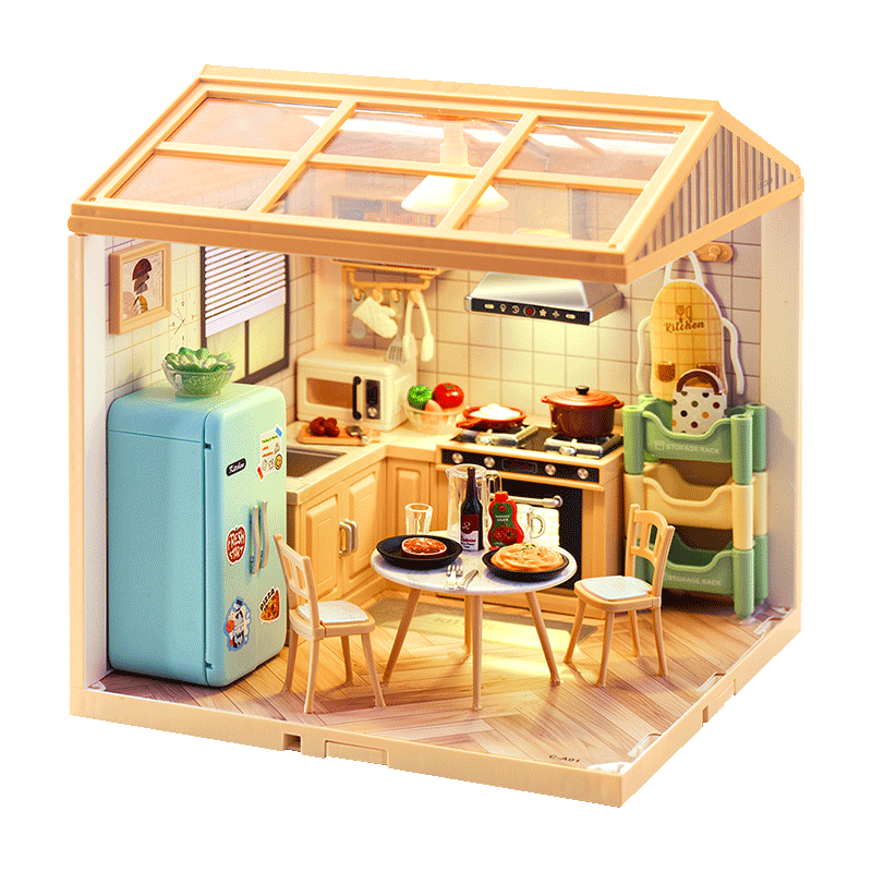 手工DIY小屋微缩场景玩具汉堡奶茶店积木模型男女孩圣诞礼物3750