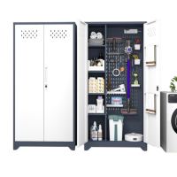 晋舰清洁柜拖把扫帚吸尘器保洁柜杂物收纳柜80cm宽洞洞板+站脚灰白