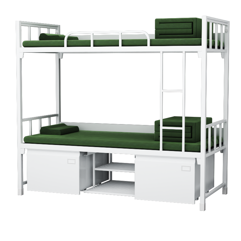 富路达钢制双层床宿舍上下铺铁架床加厚内务双人床带鞋柜1.2米宽