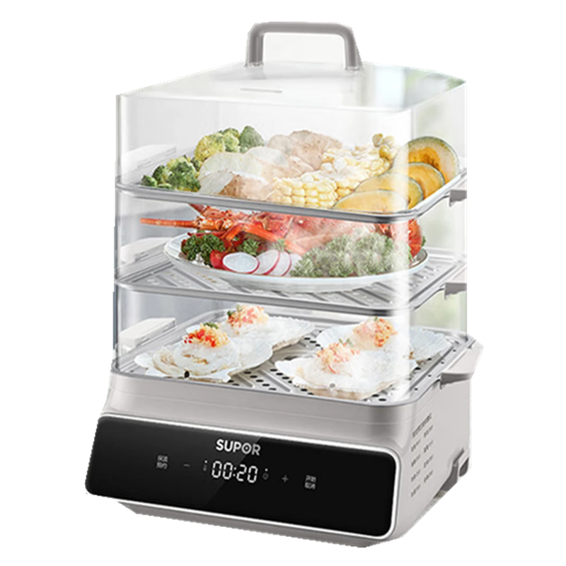苏泊尔(SUPOR)多功能三层电蒸锅ZN26FC32大容量家用电蒸笼三层分体式可拆洗智能预约定时电蒸锅
