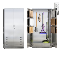 戴劲清洁柜拖把扫帚吸尘器保洁柜杂物收纳柜90*40*180cm201不锈钢双门