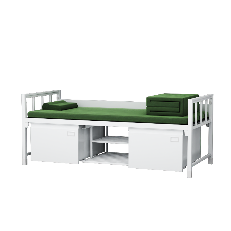 富路达钢制宿舍单层床铁架床加厚内务单人床带鞋柜1.2米宽单人床