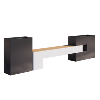 苏宁 金菲罗格 办公家具 户外镀锌板花箱防腐木坐凳座椅组合 花箱座椅210-230CM组合